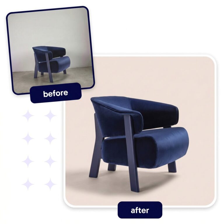 AI product photography before and after comparison showing original product image transformed into lifestyle scene