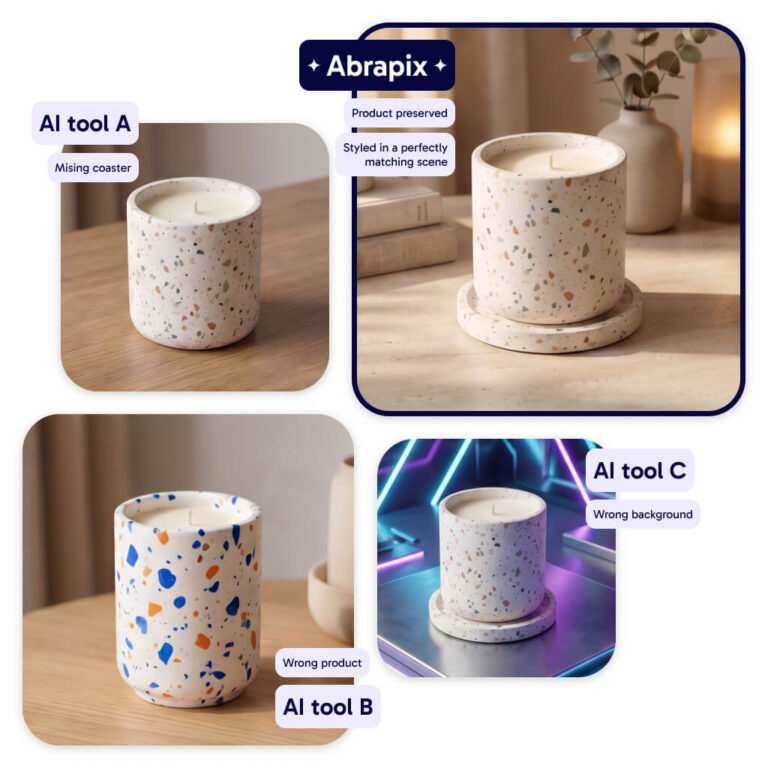 comparison of AI product image results across tools