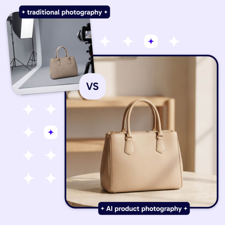 Cost comparison visual between AI and traditional photography